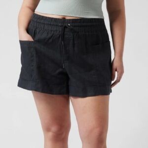 Athleta Cabo Linen Textured Shorts - Black, ELUC, Sz 16